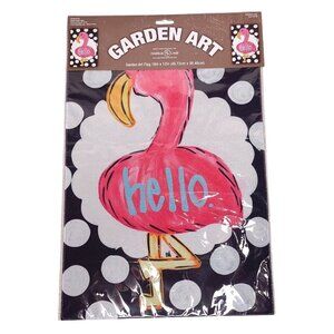 Pink Flamingo "Hello" Garden Art Flag 18" X 12.5" Double Sided Polyester Yard De